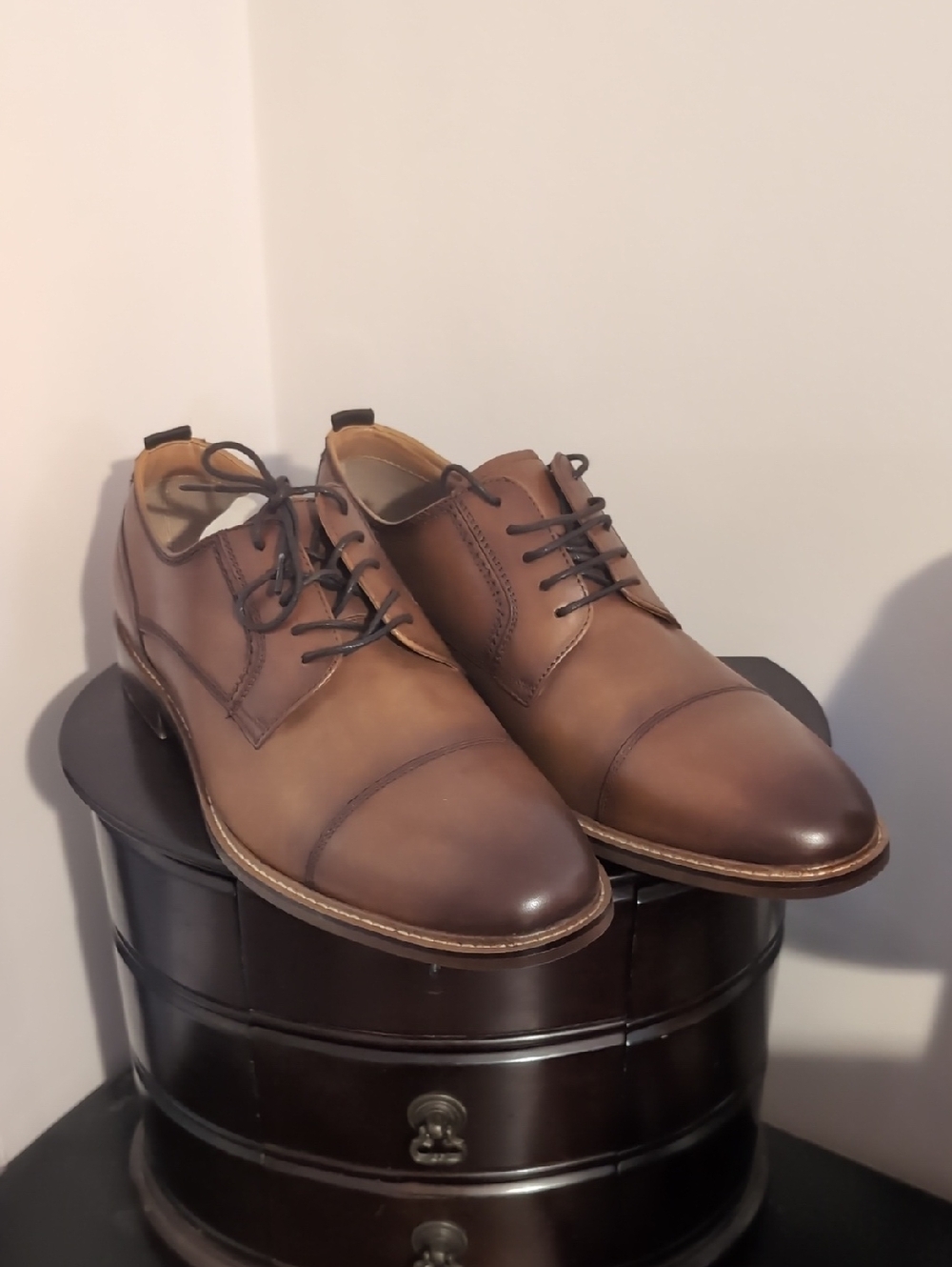 Steve Madden Brown Leather Cap-Toe Oxfords
